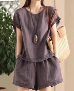 Haute qualité été gros Shorts chemise personnaliser Design 2 pièces ensemble femmes 100% coton respirant femmes ensembles - Product Image 6