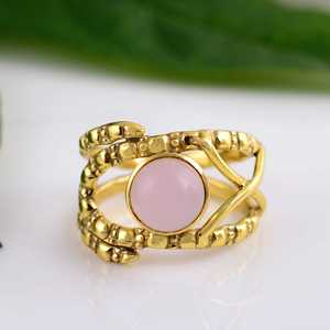 Latest Design Boho Gemstone <b>Ring</b> Vintage Brass <b>Rings</b> for Women 18k Gold Plated Swirl <b>Statement</b> Band <b>Ring</b> for Wholesale/OEM/ODM - Product Image 3