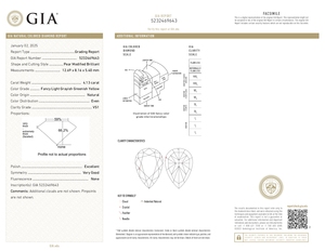 Fancy Light Gray Greenish Yellow 4,13 Quilates Brillante Modificado Pear Cut VS1 Clarity 100% Natural Fancy Loose GIA Diamonds OEM - Product Image 2