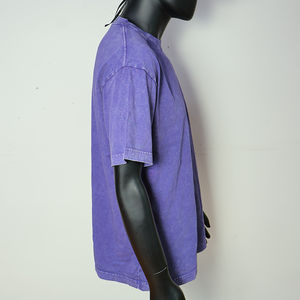 Camiseta OEM personalizada, 100% algodón, estampada, de gramaje pesado, lavada con lejía y ácido, estilo vintage, talla grande para hombre, oversize. - Product Image 3