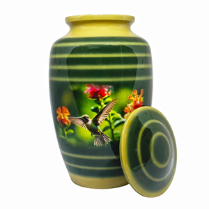 Humming BIRD โลหะโกศสำหรับงานศพแบบพรีเมี่ยมทำจากอลูมิเนียมที่ระลึกที่ระลึกที่ระลึกที่ระลึกชุดสมบูรณ์แกะสลักกันการรั่ว - Product Image 1