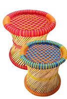 Premium Kalite Çevre Dostu Bambu Hint Kamışı Rattan Puf Ayak Dayama Yeri Osmanlı Taburesi Ecowoodies Çağdaş Depo Oturma Odası
