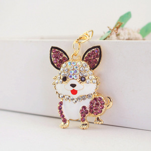 Porte-clés en alliage de zinc <span class=keywords><strong>Corgi</strong></span> doré, pendentif breloque métallique couleurs assorties pour clés de voiture, sacs, cadeaux, vente en gros - Product Image 3