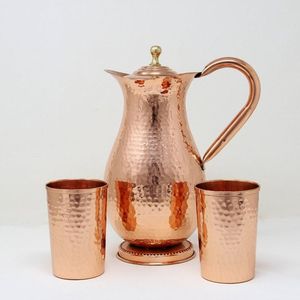 Premium Hand-Hammered 100% Pure Copper Carafe Ayurvedic Copper Water <b>Pitcher</b> Moscow Mule Serving Jug for Wellness & Decor - Product Image 4
