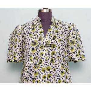 Women's Beautiful Sweet Cotton Breathable A-Line Midi Dress with Floral Print Pockets for Outdoor Parties & Special Occasions - Product Image 2