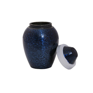 Cremation Urn Blue Speckled Finish Durable Adult Size Metal Urn for Ashes - Product Image 1