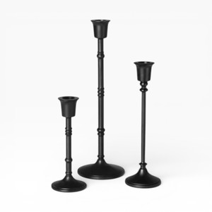 Candelabro Artístico de Metal Negro con Diseño de Tallo con Cuentas y Base Sólida para una Decoración del Hogar Impresionante - Product Image 4