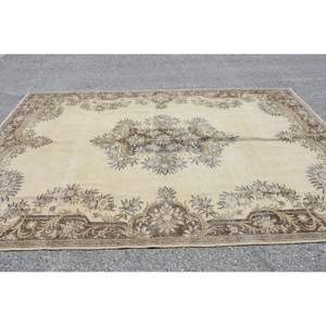 Classic Beige <b>Brown</b> 7.1 X 10.6 ft <b>Wool</b> Rug Patchwork Turkish Design for Entryway Living Bedroom Latex Rectangular Sideboard Rugs - Product Image 3