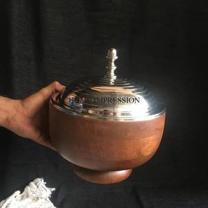 Attractive Look Modern Creative Art Unique Fancy Designer Wooden Made With Silver Color Shiny Polished Metal Base and <b>Top</b> Lid - Product Image 3