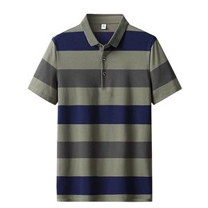 <b>Men'S</b> Classic Striped Polo <b>Shirt</b> 95% Cotton Short Sleeve 2025 <b>Summer</b> Plus Oversize - Product Image 4