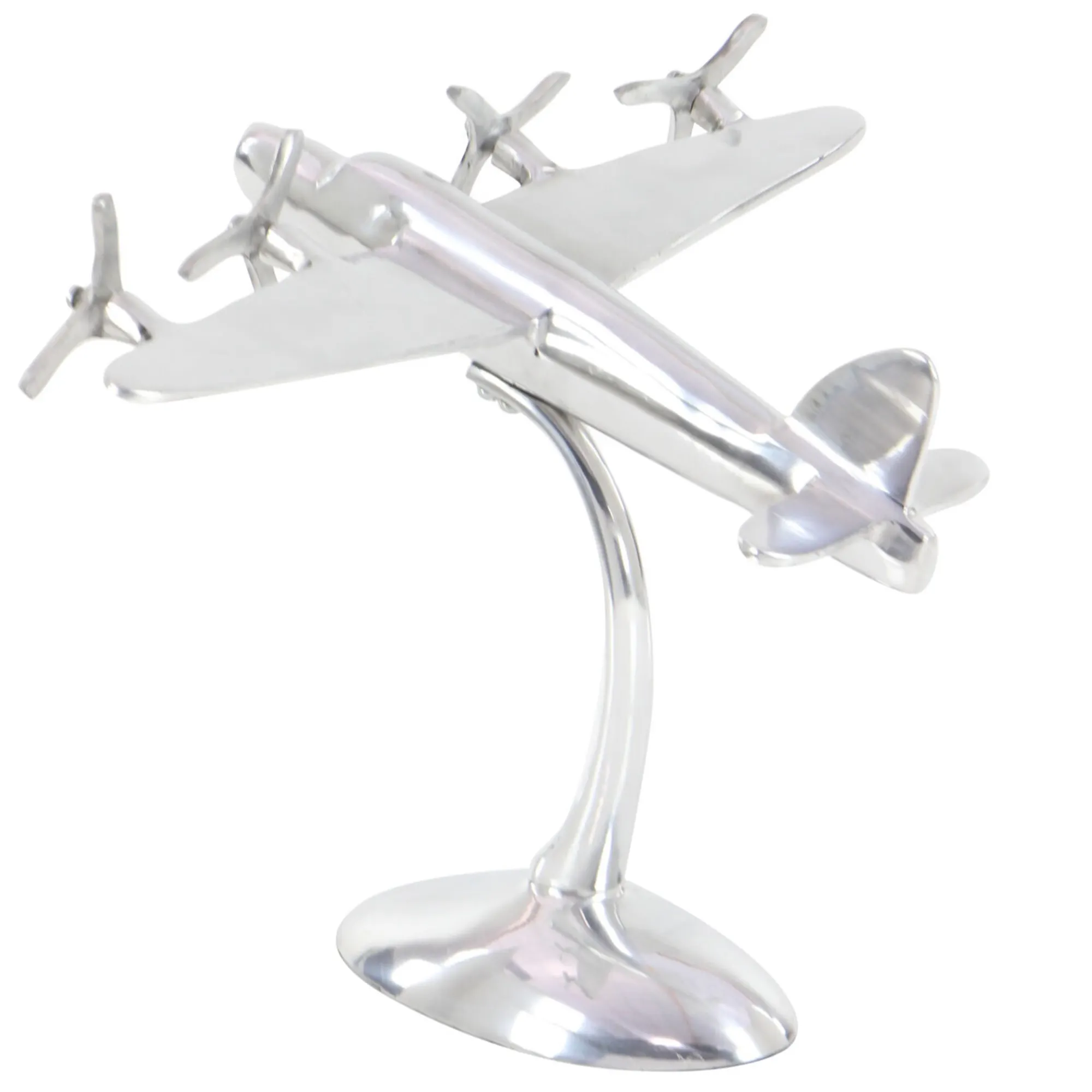 Glossy Silver finished Tableetop Decor Casting Aluminium Aeroplane Table Sculpture For Home Hotel Office Tabletop Decor