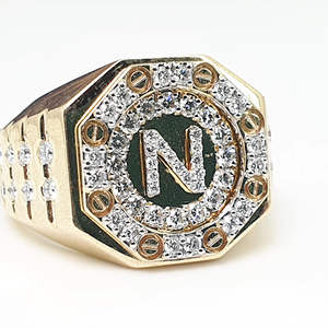 Bague en diamant Moissanite de forme ronde Hip Hop Iced Out Bijoux de coupe ronde Bagues pour hommes en argent sterling 925 - Product Image 1