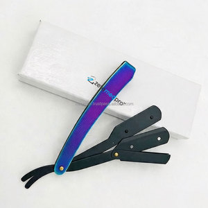 Rasoir droit classique et durable pour barbier, rasoir de sécurité pour le rasage de la nuque, design arc-en-ciel, en acier inoxydable, lame unique, sûr pour les aisselles - Product Image 2