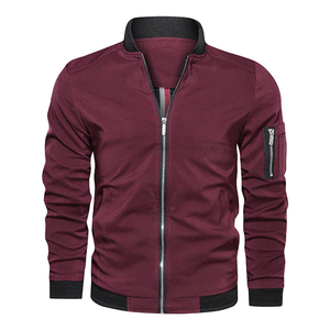 Veste bomber coupe standard slim pour homme, manches régulières, col montant, patchwork, coupe-vent, fermeture éclair, vêtements d'extérieur d'hiver - Product Image 3