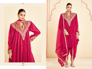 Elegante Fusion Dhoti Style Western Chic Chinon Drapeado Salwar Traje Tradicional Indio Étnico Vibe Ensemble Flair para Fiesta India - Product Image 2