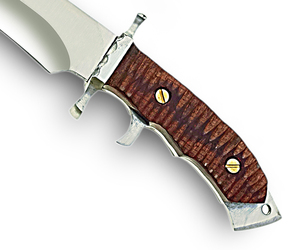 Venta al por mayor personalizado OEM ODM fábrica de cubiertos hecho a mano Damasco acero caza y cuchillo Bowie Tang completo Funda de cuero afilado - Product Image 3