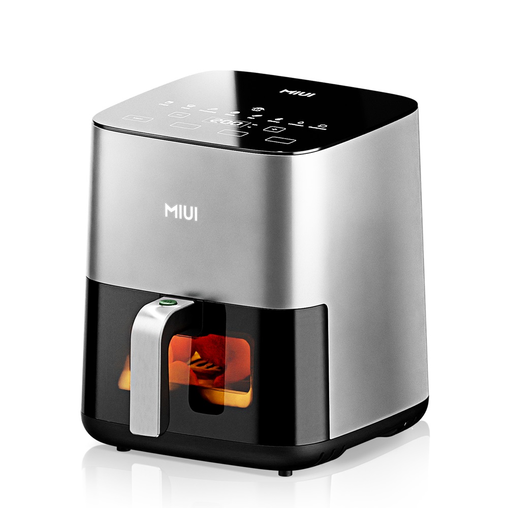 MIUI 5L воздушная фритюрница, электрическая Горячая фритюрница, безмасляная плита с сенсорным управлением, корзина с антипригарным покрытием и видимое окно, Семейный Размер