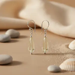 Boucles d'oreilles en argent 925 en forme de larme avec pierre précieuse, boucles d'oreilles pendantes tendance pour femmes - Product Image 2