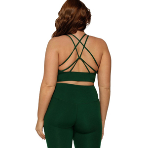 Ensembles de sport grande taille pour femmes soutien-gorge de sport à bretelles ensemble de pantalons de yoga taille haute avec logo personnalisé - Product Image 3