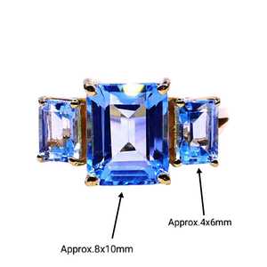 925 Sterling Silver Blue Topaz & Gold Plated Blue Topaz <b>Ring</b> Classic Style - Product Image 6