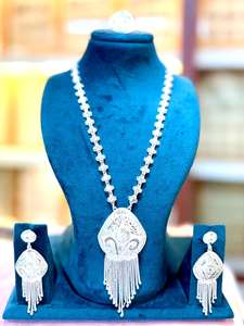 Elegant Gold-Plated Flower Pendant Necklace Set with Red stone and Matching Earrings | Bridal & Festive Jewelry Model 23231 - Product Image 6