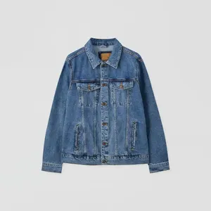 Chaqueta vaquera azul lavada clásica para hombre con bordado personalizado, prendas de vestir exteriores estilo vaquero para motocicleta - Product Image 5