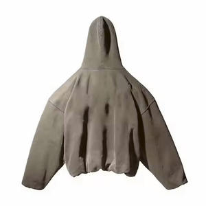 Usine personnalisé goutte épaule sans ficelle à capuche 500 Gsm coton surdimensionné Double couche poids lourd sweats à capuche hommes - Product Image 2