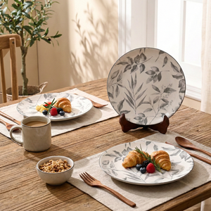 Assiettes de table en porcelaine ivoire, lot de 2, design minimaliste, nouveau modèle, 27,4 cm, vaisselle en céramique pour mariages, fêtes, hôtels, finition polie - Product Image 4