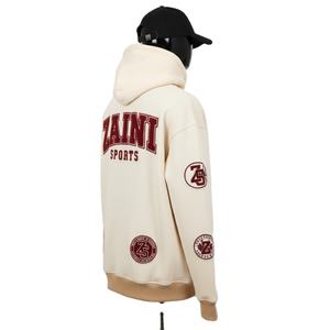 Sudadera con Capucha para Hombre, Tejido Grueso de 320 GSM, Mezcla de Algodón y Felpa, Color Beige, Apliques Bordados, Logotipo Personalizado, Sudaderas Básicas para Hombre - Product Image 5