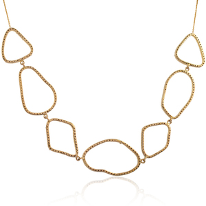 Collar de cadena de oro de 14 quilates con diamantes de pavé, joyería hecha a mano, forma irregular - Product Image 2