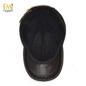 หมวกเบสบอลหนังแท้หนาขนรอบอบอุ่นสำหรับฤดูหนาวหมวกเบสบอลกันลมปรับโลโก้ได้สี่ฤดู - Product Image 3