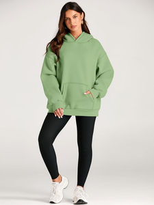 Sweats à capuche doux à épaules tombantes pour femmes Noeud Détail Long Casual Streetwear Trendy Winter 100% Polyester pour un usage quotidien - Product Image 3