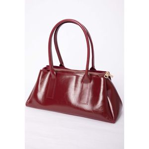Burgundy Zippered Hand & Shoulder Bag Water-Resistant PU <b>Leather</b>-Look Material - Product Image 1