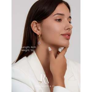 ต่างหูเพชรรูปทรงสีชมพู ต่างหูห้อยระย้าสีทอง ต่างหูทรงเรขาคณิตสไตล์ศาสนา ของขวัญที่สมบูรณ์แบบสำหรับเธอ - Product Image 6