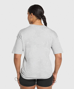 T-shirt 100% coton personnalisé de haute qualité pour femmes, épaule tombante régulière, appliques lourdes, respirant uni - Product Image 3