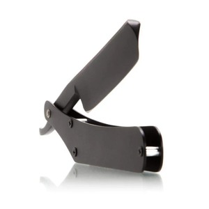 Maquinilla de afeitar recta de acero inoxidable negro para hombres | Mango ergonómico Elegante maquinilla de afeitar | Herramienta DE ASEO lista para el afeitado y reutilizable - Product Image 2