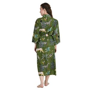 Pure Cotton Handblock Kimono Floral Boho Bath Robe Spring Summer Animal Print Beach Cover up Fashion <b>Cardigan</b> Swimsuit Cover Ups - Product Image 5