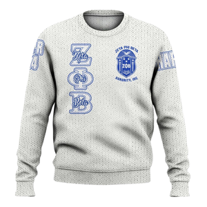 ZPhiB Greek Life 1920 Pull en tricot Zeta Phi Beta Sorority Bleu Blanc Chenille Patch Divine Nine Premium Letter Wear - Product Image 1