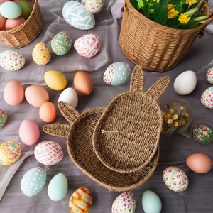 ถาดหูกระต่ายสานจากหญ้าทะเล เป็นมิตรกับสิ่งแวดล้อม เหมาะสำหรับเสิร์ฟในเทศกาลอีสเตอร์ และใช้เป็นที่เก็บของตกแต่งสำหรับเด็ก รับผลิตแบบ OEM ODM ขายส่งโดย Viettimecraft - Product Image 1