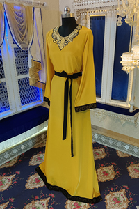 Golden yellow designer arabic <b>kaftan</b> - Product Image 2