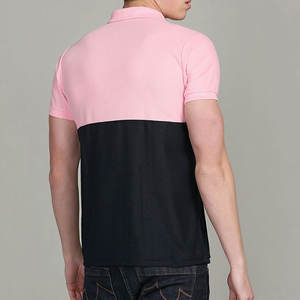 Men's Premium Streetwear Polo Shirt | <b>Pink</b> & Black Color-Block Design | Breathable Lightweight Casual Urban Lifestyle Basic <b>Top</b> - Product Image 5