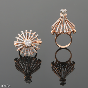 Elegant Lab Grown Diamond 14K Rose Gold Plated Flower Design <b>Cluster</b> Bridal Wedding Ring for Certified Trendy - Product Image 2