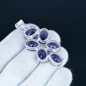 Elegant Purple Amethyst Charm Pendant <b>Necklace</b> Handmade Pear Cut <b>Sterling</b> <b>Silver</b> Gemstone Bezel Setting Bohemian Style Women's - Product Image 4