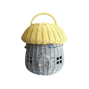 <b>Mushroom</b> Shaped Basket Natural Rattan Storage Basket Cute Basket <b>for</b> Kid Room <b>Decoration</b> Handmade - Product Image 4