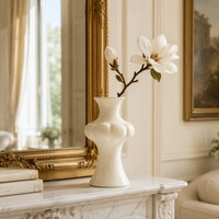 Vase en céramique côtelé élégant et moderne, pot à fleurs vertical cannelé blanc mat pour une mise en scène intérieure de luxe