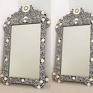 Miroir pleine longueur en bois MDF incrusté d'os, taille personnalisée, motifs géométriques élégants pour intérieurs modernes, décoration murale - Product Image 4