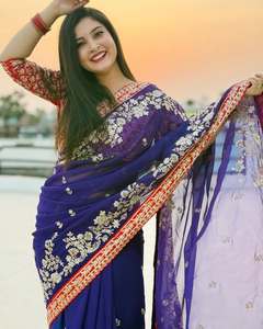 New Designer Silk Georgette Embroidery Work with Jeri Work Women's Formal Party Saree Collection - Product Image 2