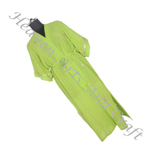 KL014 Antique Floral Soie Vintage Sari Kimono Long-Style Veste Chaude Charmant Look Style Bohème Vintage Sari Kimono Longue Veste - Product Image 6