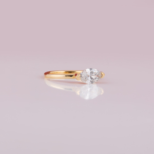 Solitaire Marquise Cut Lab Grown Diamond Claw Setting Trendy Ring Elegant Design Lab Diamond Wedding Ring 14KT Yellow Gold - Product Image 1