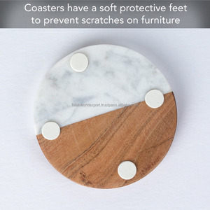 Posavasos de Piedra de Lujo de Alta Calidad en Oferta, Diseño Clásico de Mármol y Madera de Acacia, Varios Tamaños, para Bebidas, Bodas, Hogar, Exportación Mundial Falak - Product Image 2
